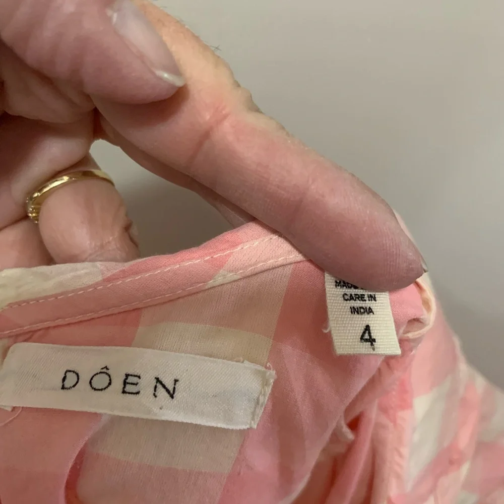 DOEN Pink Checkered Dress with Peter Pan Collar